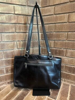 Patricia Nash Heritage Black Leather Poppy Tote Bag Purse Large